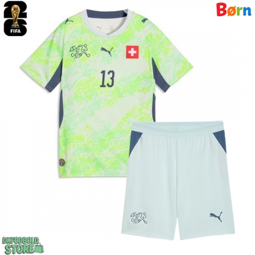 Schweiz Zeki Amdouni #23 Replika Babytøj Udebanesæt Børn VM 2026 Kortærmet (+ Korte bukser)